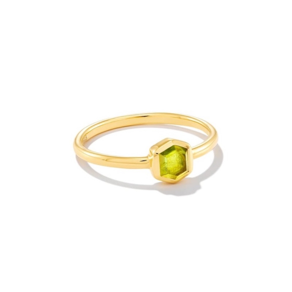 Kendra Scott 18k Gold Plated Peridot Birthstone Ring